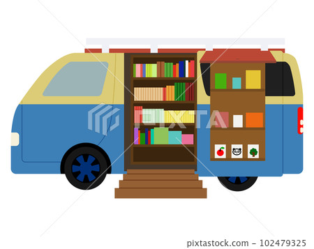 Illustration of a mobile library with many books (no main line) Illustration of a mobile library with many books (no main line) 102479325