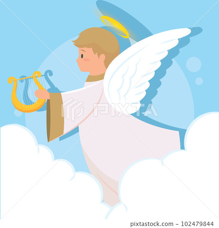 Isolated cute angel cartoon character on clouds Vector Isolated cute angel cartoon character on clouds Vector 102479844