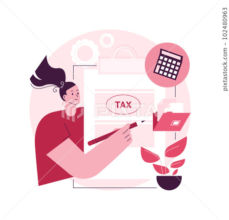 Report your income abstract concept vector illustration. Tax form filing, gather paperwork, employer form, personal earnings statement, family benefit, budget calculator abstract metaphor. Report your income abstract concept vector illustration. Tax form filing, gather paperwork, employer form, personal earnings statement, family benefit, budget calculator abstract metaphor. 102480963