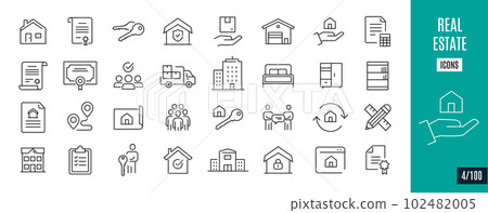 Best collection Real estate line icons. House, delivering, transactions,... Best collection Real estate line icons. House, delivering, transactions,... 102482005