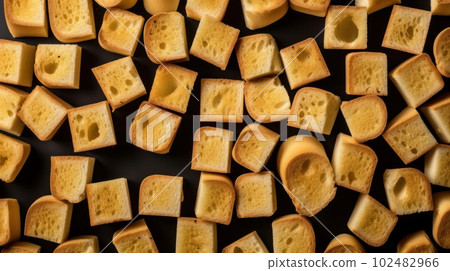 Freshly Baked Garlic Bread Photorealistic Horizontal Background. Crusty Pastry, Gourmet Bakery. Ai Generated Hyperrealistic Background with Aromatic Traditional Garlic Bread . 102482966