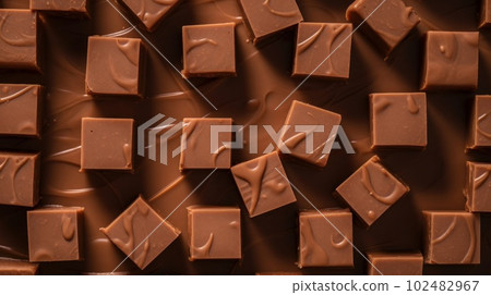Sweet Fudge Candy Photorealistic Horizontal Background. Sweet Dessert From Confectionery. Ai Generated Hyperrealistic Background with Delicious Flavory Fudge Candy. 102482967