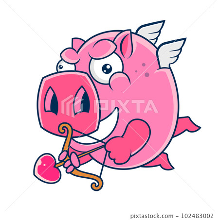 Two cute cartoon flying pigs. Isolated vector 102483002