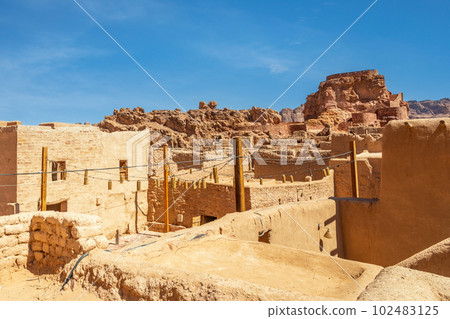Al Ula old town ruined mud huts, Medina province, Saudi Arabia 102483125