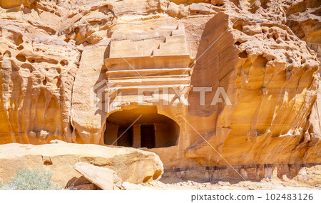 Jabal al ahmar tombs carved in stone, Madain Saleh, Al Ula, Saudi Arabia Jabal al ahmar tombs carved in stone, Madain Saleh, Al Ula, Saudi Arabia 102483126