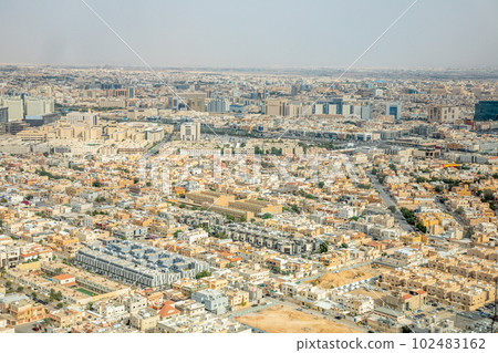 Aerial panorama of residential district of Riyadh city, Al Riyadh, Saudi Arabia 102483162