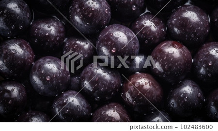 Fresh Organic Acai Berry Photorealistic Horizontal Background. Healthy Vegetarian Diet. Ai Generated Hyperrealistic Background with Delicious Juicy Acai Berry. Fresh Organic Acai Berry Photorealistic Horizontal Background. Healthy Vegetarian Diet. Ai Generated Hyperrealistic Background with Delicious Juicy Acai Berry. 102483600