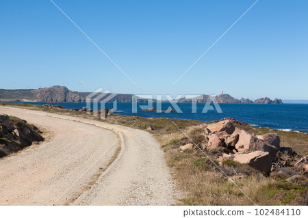 Road to cape Vilan, Galicia, Spain. Spanish coastline Road to cape Vilan, Galicia, Spain. Spanish coastline 102484110