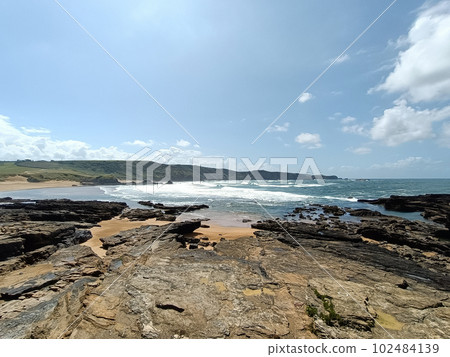Verdicio beach view. Asturias coastline panorama, Spain Verdicio beach view. Asturias coastline panorama, Spain 102484139