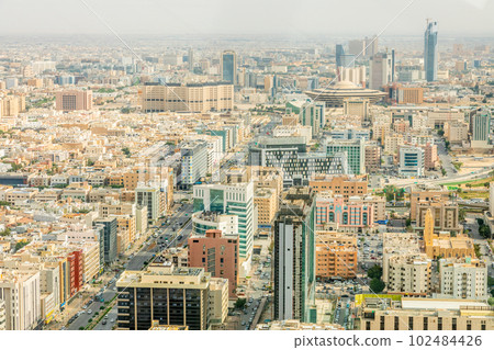 Aerial panorama of downtown of Riyadh city, Al Riyadh, Saudi Arabia 102484426