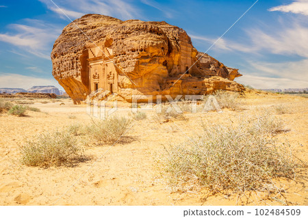 Jabal al ahmar tombs carved in stone, Al Ula, Saudi Arabia Jabal al ahmar tombs carved in stone, Al Ula, Saudi Arabia 102484509