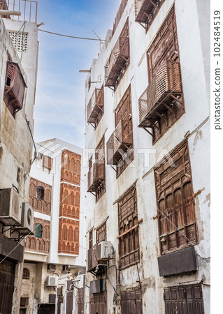 Al-Balad old town with traditional muslim houses, Jeddah, Saudi Arabia 102484519