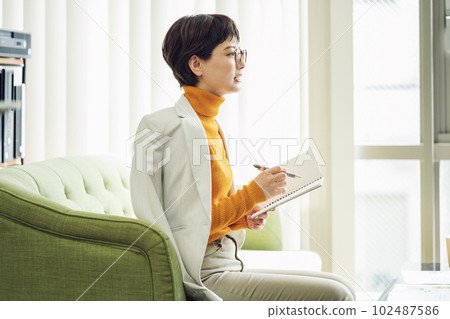 Career woman making a meeting Career woman making a meeting 102487586