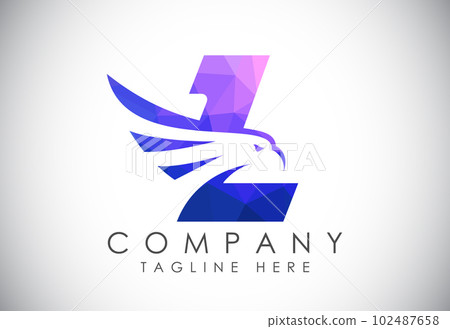 English alphabet with Eagle head negative space symbol. Creative Eagle head vector design template 102487658