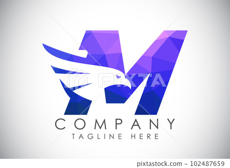 English alphabet with Eagle head negative space symbol. Creative Eagle head vector design template 102487659