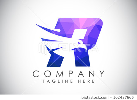 English alphabet with Eagle head negative space symbol. Creative Eagle head vector design template 102487666