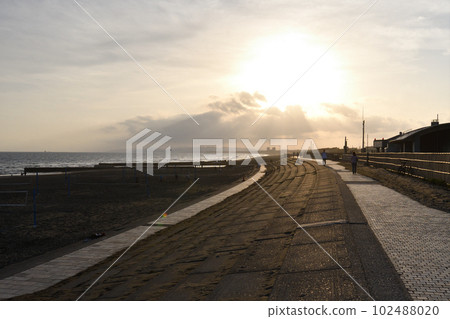 冬天的湘南夕陽 冬天的湘南夕陽 102488020