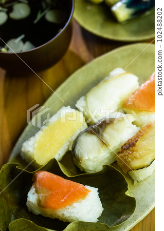 Persimmon leaf sushi from Nara Persimmon leaf sushi from Nara 102488202
