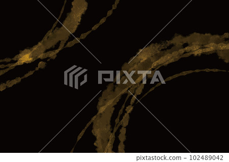 Japanese-style gorgeous background material with a black base that expresses the decoration and movement of gold brushes and splashes 102489042