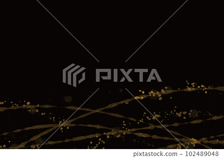Japanese-style gorgeous background material with a black base that expresses the decoration and movement of gold brushes and splashes Japanese-style gorgeous background material with a black base that expresses the decoration and movement of gold brushes and splashes 102489048