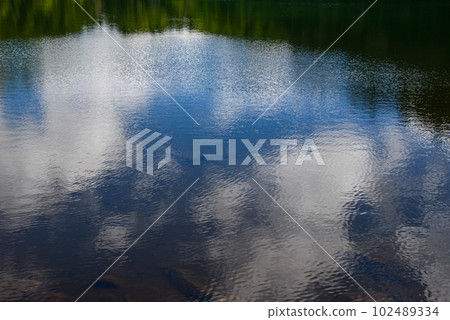 The scenery of Kita Yatsugatake Futago Pond where the blue sky is reflected on the surface of the water like a mirror The scenery of Kita Yatsugatake Futago Pond where the blue sky is reflected on the surface of the water like a mirror 102489334