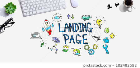 Landing page with a computer keyboard 102492588