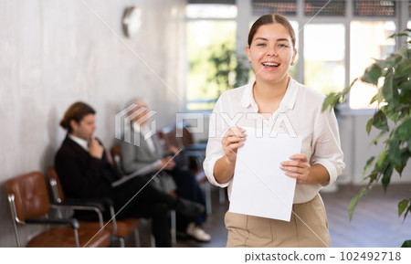 Successful businesswoman rejoices in signed contract Successful businesswoman rejoices in signed contract 102492718