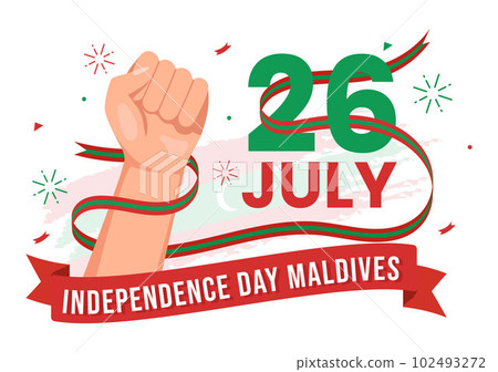 Happy Maldives Independence Day Vector Illustration on 26 July with Maldivian Wavy Flag in Flat Cartoon Hand Drawn Landing Page Background Templates 102493272