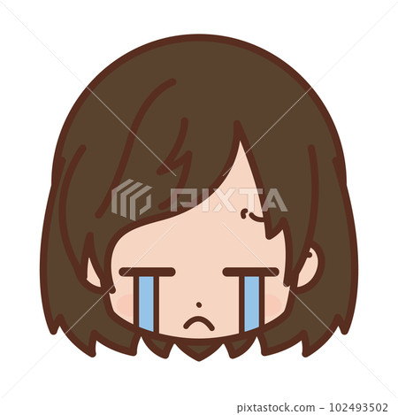 Face / facial expression icon (cry / sad / shock / frustrated) / female / young [1] 102493502
