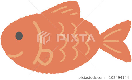 Simple and cute crayon touch goldfish character 102494144