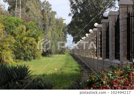 fence in a city park in northern Israel fence in a city park in northern Israel 102494217