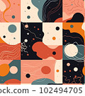 Childhood Dreams: A Seamless Pattern of Abstract Shapes and Soft Hues 102494705