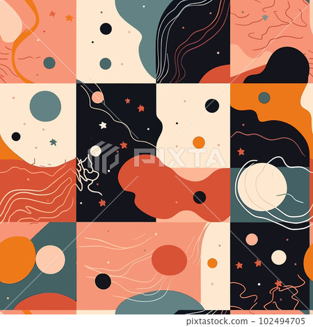 Childhood Dreams: A Seamless Pattern of Abstract Shapes and Soft Hues Childhood Dreams: A Seamless Pattern of Abstract Shapes and Soft Hues 102494705
