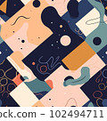 Fantasy Future: Abstract Shapes and Dreamlike Hues in a Seamless Pattern 102494711