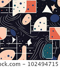 Seamless Wonder: A Flat Design of Abstract Shapes and Childlike Joy 102494715