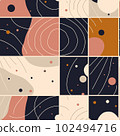 Shapes of Imagination: Pastel Dreams and Abstract Lines in a Seamless Pattern 102494716