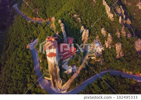 Beautiful landscape of Meteora, a famous tourist attraction in Kalambaka, Greece. Beautiful landscape of Meteora, a famous tourist attraction in Kalambaka, Greece. 102495333