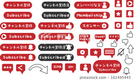 Icon illustration set such as subscribe and evaluation comment 102495445