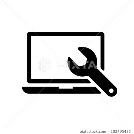 PC (laptop computer) failure, repair, setup vector icon illustration 102495485