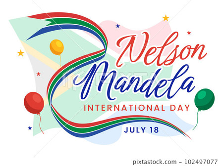 Happy Nelson Mandela International Day Vector Illustration on 18 July with South Africa Flag in Flat Cartoon Hand Drawn Landing Page Templates 102497077