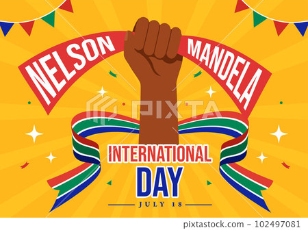 Happy Nelson Mandela International Day Vector Illustration on 18 July with South Africa Flag in Flat Cartoon Hand Drawn Landing Page Templates Happy Nelson Mandela International Day Vector Illustration on 18 July with South Africa Flag in Flat Cartoon Hand Drawn Landing Page Templates 102497081