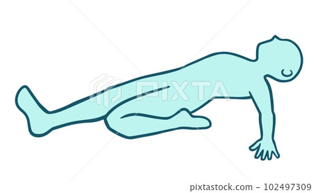 Person who stretches the thigh firmly, human type, blue Person who stretches the thigh firmly, human type, blue 102497309