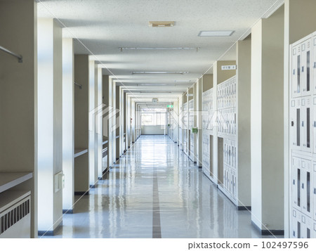 School unpopular corridors and lockers 102497596
