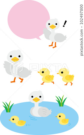 Illustration of a cute waterfowl parent and child Illustration of a cute waterfowl parent and child 102497800