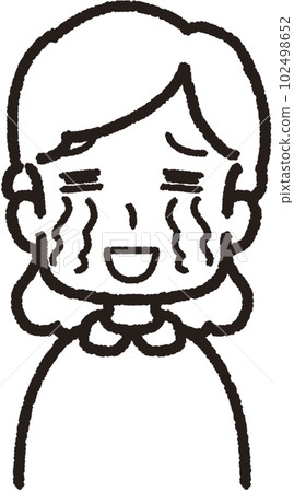 一個女人面向前方大聲哭泣的上半身線條畫插圖 102498652