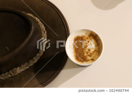 hot coffee on the table in the restaurant hot coffee on the table in the restaurant 102498744