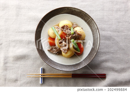 Nikujaga 裝在一個盤子裡供一個人享用 Nikujaga 裝在一個盤子裡供一個人享用 102499884