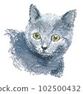 灰色小貓手繪油畫棒 102500432