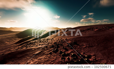 Beautiful sand dunes in the Sahara desert at sunset Beautiful sand dunes in the Sahara desert at sunset 102500671
