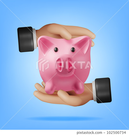 3d Piggy Bank in Hands Isolated 3d Piggy Bank in Hands Isolated 102500734